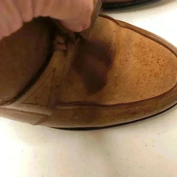 Johnston and Murphy Mens 10M Honey Tan Speckled Slip on Tasseled Leather Loafers - Picture 5 of 10